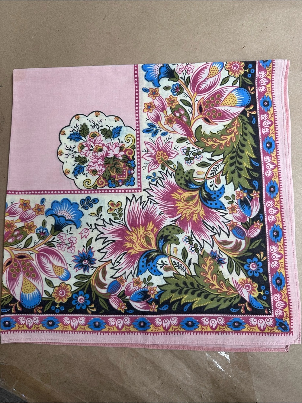 Floral Peach Pierre Deux Multicolor Decorative Cotton Scarf - Home Accents